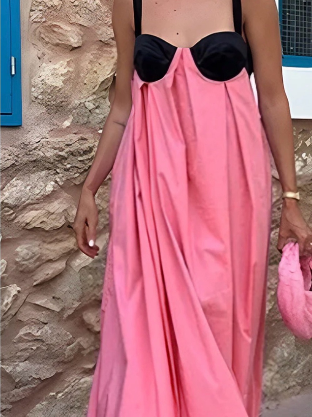 Commense Pink Maxi Dress with Black Bust - Picture 2 of 3